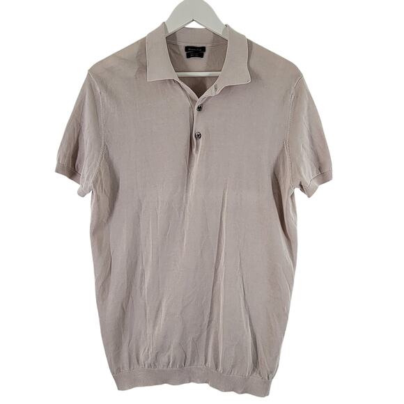 Massimo Dutti Other - Massimo Dutti Knit Polo Shirt Mens Large Cream Short Sleeve Preppy